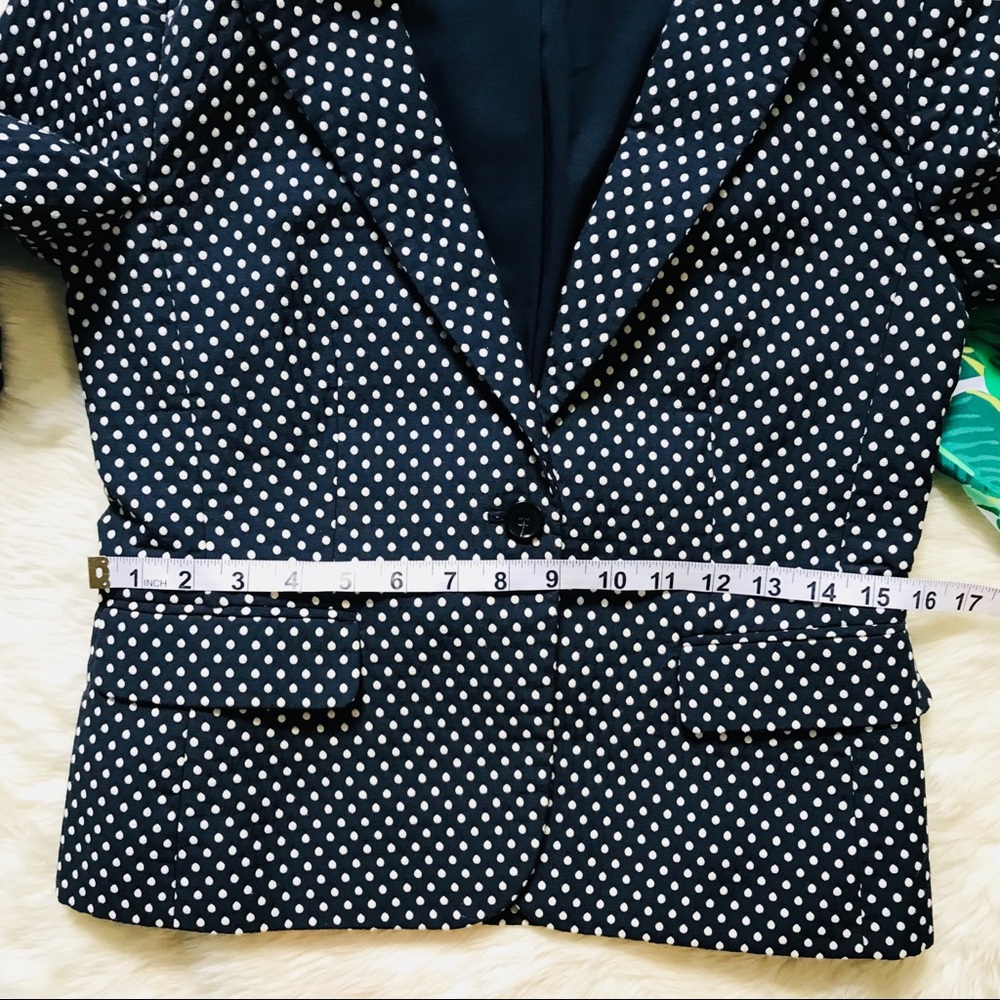 Ann Taylor Navy polka dot fitted blazer career - Picture 4 of 8